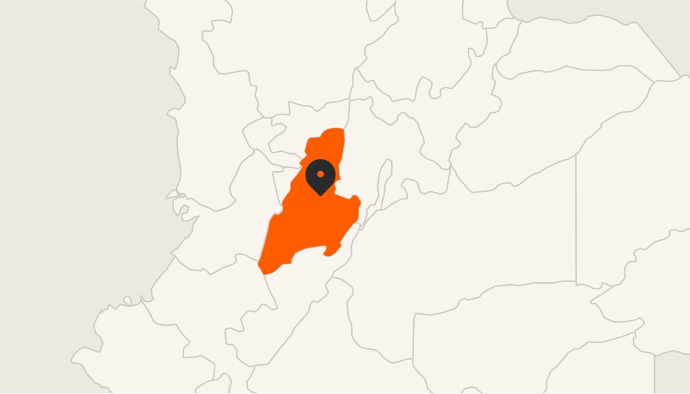 Map showing coffee growing region